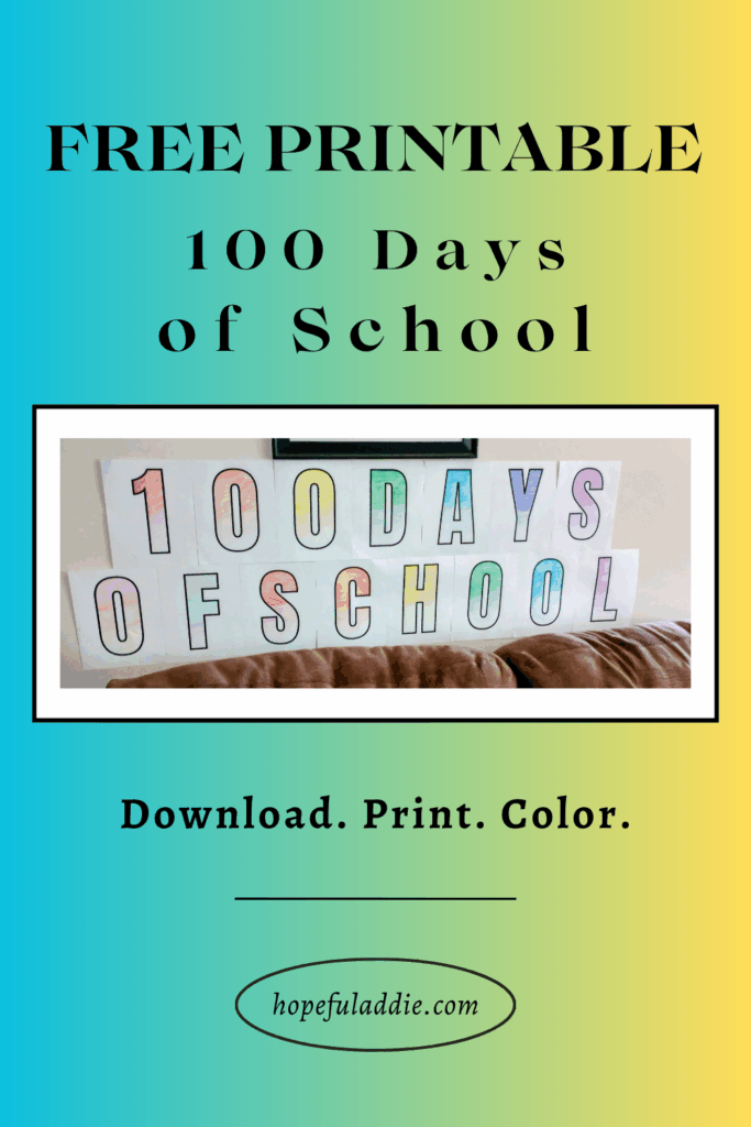 printable 100 days of school banner for Pinterest