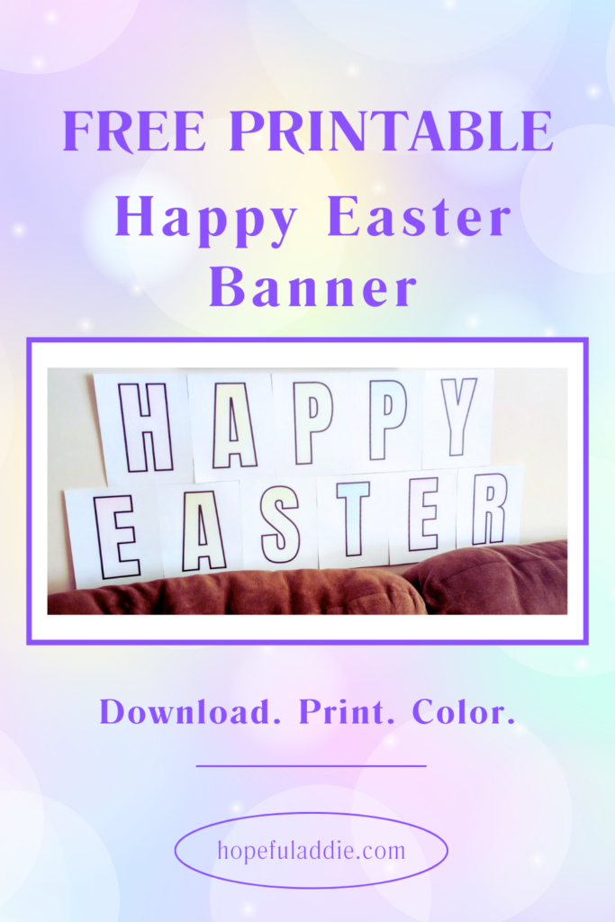 Pastel happy easter printable banner Pinterest image