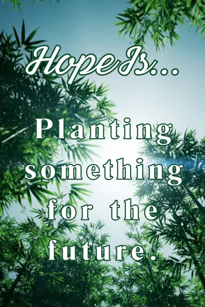 Hope is planting something for the future - Pinterest pin featuring trees and text